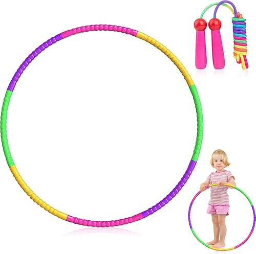 BNGXR Hula Hoop for Children with Skipping Rope, 8-Part Hula Hoop Kids Detachable and Adjustable, The Fitness Hoop for Children from 4 Years, for Fitness, Gymnastics, Dance, Yoga