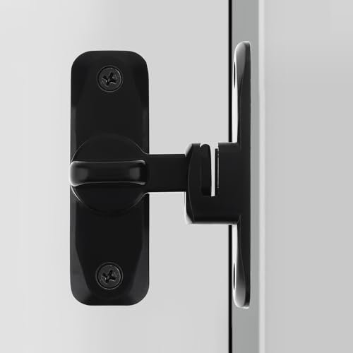 HOJLKLD Verrou Porte Coulissante, Loquet de Porte à angle droit à 90 degrés/180 degrés, Serrure de Porte avec 4 Vis pour Portes, Fenêtres, Portes D'armoires Coulissantes