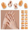 Foyute Semi Cured Gel Nail Strips, 20 Pcs Soft Self-Adhesive Gel Nail Polish Wraps Sticker for Salon-Quality Manicure Set,Long Lasting,Easy to Apply & Remove, Nail File & Wooden Stick (Yellow)