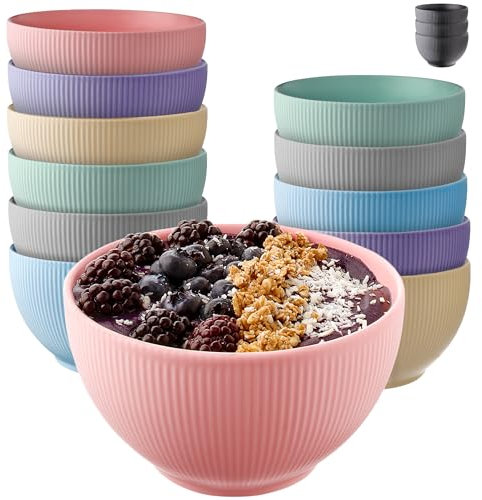 Praknu Müslischalen 12er Set - Schale Keramik - Große Müsli Schüssel - Mikrowellen- & Spülmaschinenfest - 700 ml Bowl - Suppenschüssel Groß