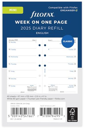Filofax Mini english WEEK ON 1 PAGE DIARY 2025