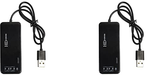 TsoLay 2 x 3 Port USB 2.0 Hub Externe 7.1 Ch Soundkarte Headset Mikrofon Adapter für PC Schwarz, 750046790
