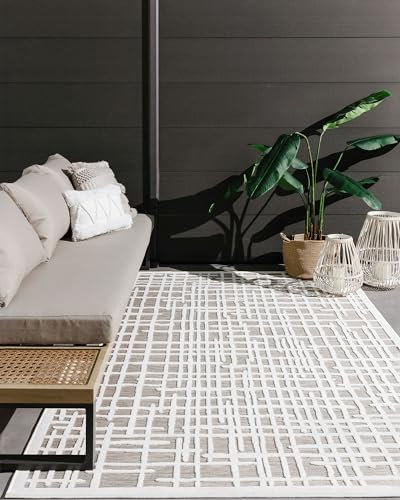 benuta Basic In- & Outdoor Teppich Flora - Beige 200x300 cm - Florales Design - Wetterfest & UV-beständig - Für Balkon, Terrasse, Garten - Küchenteppich & Wohnzimmerteppich - Pflegeleicht Robust