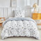 Tokokimo Housse de Couette 140x200 avec 1 Taies d'oreiller 65x65 cm - Motifs de Branches et de Feuilles - Parure de lit 140x200 cm - 100% Microfibre Parure Couette Fermetures éclair, Blanc Gris