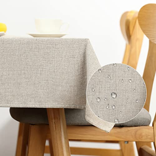 CALIYO Tischdecke Leinenoptik Tischdecke abwaschbar Tischtuch Leinen Tischläufer Tischwäsche Eckig Tischdecke.