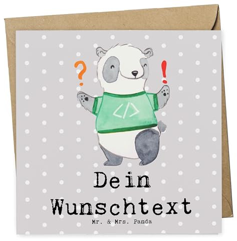 Mr. & Mrs. Panda Personalisierte Deluxe Karte Programmierer Herz - Personalisierte Geschenke, Jubiläum, Personalisiertere Klappkarte,