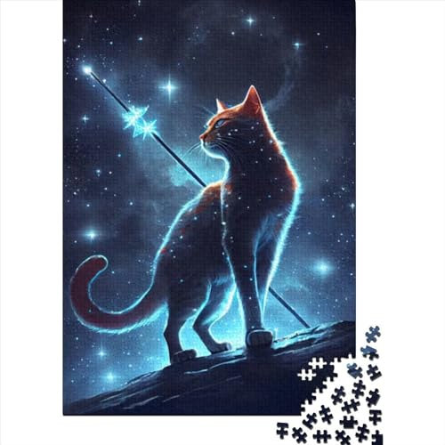 500-teiliges Puzzle für Erwachsene, „The Cat Warrior“-Puzzle für Erwachsene, Holzbrett-Puzzle, entspannendes, intellektuelles Lernspielzeug, Größe: 52 x 38 cm