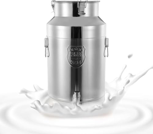 GMWXJKKL 35L Stainless Steel Milk Churn Can Jug Canister with Lid Milk Liquid Storage with Thickened Lid