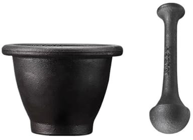 DTACBNEUZ Mörser- und Stößel-Set Manuelle Pfund-Pillendose, Gewürzstampfer, Knoblauchpresse, Haushalts-Gusseisen-Rührkräutermühle Pfeffer-Guacamole- und Knoblauchmühle(Groß)