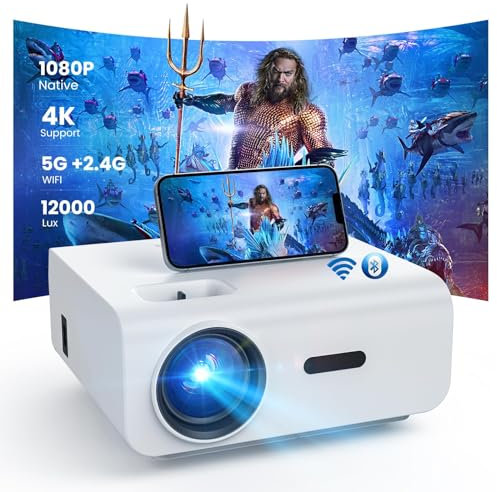 HOPVISION Beamer, Mini Beamer WiFi Bluetooth Full HD 1080P, Beamer 4K Heimkino Unterstützt mit Zoomfunktion