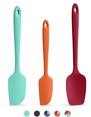 Doosu Silikon Kochspatel, 315℃ hitzebeständig, 3-teilig, Mehrfarbig4 | Backlöffel flexibel Teigschaber, lebensmittelechter Gummi-Schüsselspatel antihaft, Küchenutensilien Kochlöffel zum Backen