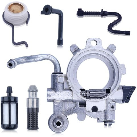 Mtanlo Pompa Olio Filtro Olio per Stihl 044 MS440 MS360 MS361 Motosega Pompa Olio con Ingranaggio a Vite Senza Fine Kit Filtro Benzina Parti Sostituisce 1128 640 3205