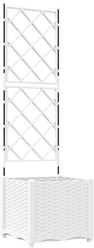 vidaXL Jardinière de Jardin avec treille Blanche 40x40x143 cm