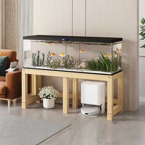 FORRTY Aquariumständer Aus Holz, Aquarium Tisch, 30–150 Cm Lang, Hohe Tragkraft, Einfach Zu Montieren Und Zu Pflegen, Ideal Für Aquarien, Pflanzen, Reptilienbecken Und Blumenständer(150X35X50CM(59X13X
