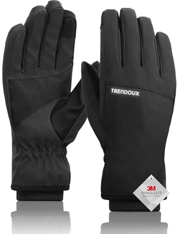 TRENDOUX Thermo Winterhandschuhe Herren, Extra Warme wasserdichte Winddichte Touchscreen Handschuhe Mit Rutschfestem Design und Fleecefutter, Fahrradhandschuhe Outdoor Skihandschuhe – Schwarz XL