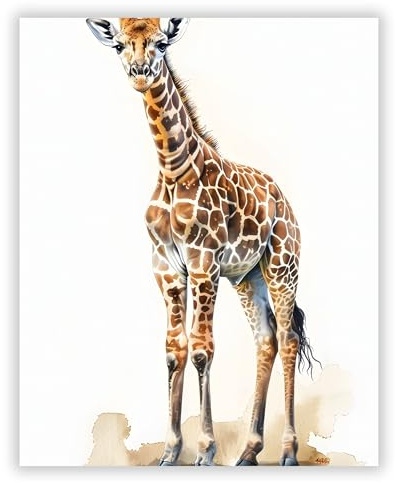 Druck-Palast Giraffe Tierposter - 40x50cm - Kunstdruck Poster - Kinderzimmer Schule - Realistisch Naturtöne - Hochwertiger semimatter Druck - Wanddeko für Tierliebhaber ohne Rahmen