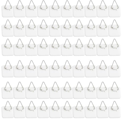 60 Stück Bilderhaken Selbstklebend | Starke Klebehaken Für Bilder & Rahmen | Aufhänger Für Bilder Ohne Bohren (Kleines Quadrat)