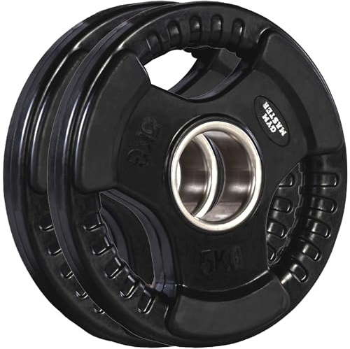 GYM MASTER Rubber Coated 2 Olympic Tri-Grip Weight Plates