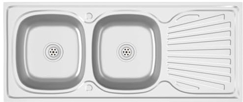 HETFTJN Évier double en acier inoxydable 1200 x 500 x 150 mm, moderne, bord solide, réversible, avec bonde, égouttoir, meuble de cuisine, 120 cm