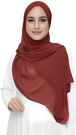 Lina & Lily Damen Muslim Premium Chiffon Hijab Kopftuch Schal aus Leicht Stoff (Ziegelrot)