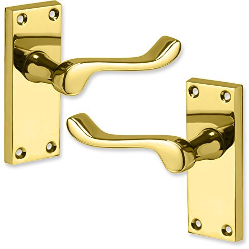 Pair of 105mm Brass Victorian Scroll Latch Door Handles | Quality Fittings for Internal Doors