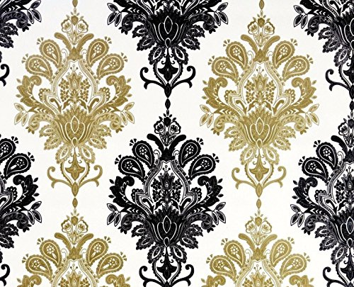 5m Cream Victorian Damask Sticky Back Plastic Wallpaper Fablon Self Adhesive PVC Wall Decal