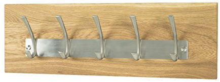 HAKU Möbel Wandgarderobe, Massivholz, Eiche geölt-Aluminium, 60 x 10 x 20