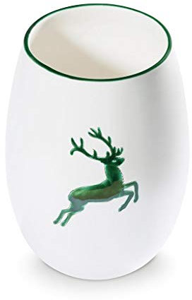GMUNDNER KERAMIK Vase Höhe : 21 cm Grüner Hirsch Geschirr, handgemacht in Österreich