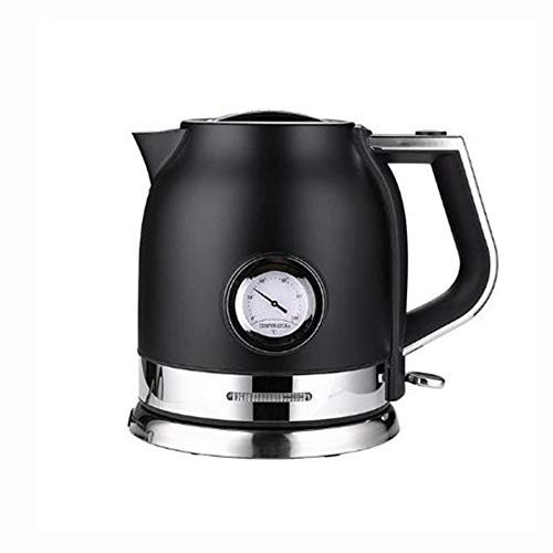 KUANDARMX Safety Classical Electric Kettle, Retro Dome Tea Kettle, Brushed Stainless Steel Fast Boiler, Auto Off and Boil Dry Protection, 1.8L Fast Heating, Black