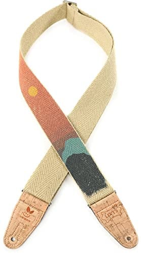 Levy's Leathers MH8P-003 Gitarrengurt Natural Hemp Webbing Cork Ends and Pocket 2 - Sunset