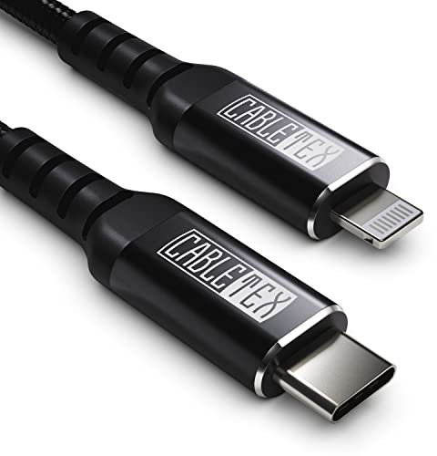 CABLETEX USB C auf Lightning Kabel 2 Meter, Nylon-umflochtenes Schnell-Ladekabel für iPhone 8, Pro/Max/X/XS/XR/XS Max/8/8 Plus, iPhone 11 12 13 14, MFi-Zertifizierung, für iPod, iPad, Airpods