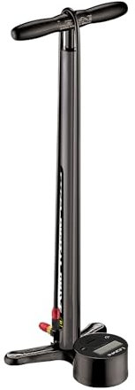 LEZYNE Steel Digital Drive 3.5 High Pressure Bicycle Floor Pump with 3.5 Digital Gauge, Durable 220 PSI Tire Air Pump for Road/Track Bikes, ABS-1 Pro Chuck Fits Presta/Schrader Valve, Metallic Silver