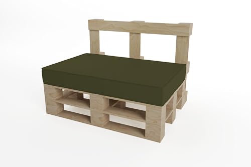 chilly pilley Palettenkissen Wasserdicht Keder Naht Palettenauflage Wasserfest Gartenkissen Wasserabweisend Palettenpolster Abnehmbar mit Reißverschluss Sofaskissen (Sitzkissen 120x60x15, Dunkelgrün)