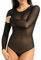 Teyli Women's Bodysuit Sheer Mesh Long Sleeves Ero Color Black Size S
