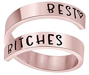 AILUOR Inspirational Ring, Edelstahl Gravur Ring Einstellbare Inspirierender Schmuck Einstellbare Persönlichkeit Ermutigung 'Keep Going' für Männer, Frauen, Jungen, Mädchen (Best Bitches Rose Gold)