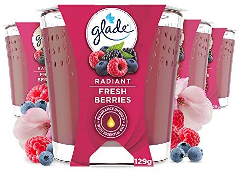 Glade (Brise) Duft-Kerze im Glas, Radiant Fresh Berries 4er Pack, bis zu 30 Stunden Brenndauer