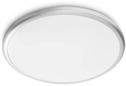 Philips LED Spray Deckenleuchte (12 W), IP44 wasserbeständige Badezimmerleuchte mit warmweißem Licht, LED Beleuchtung für das Badezimmer, silberfarben