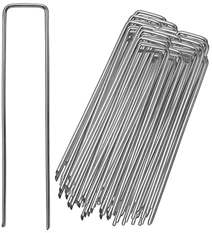 Einfeben 50 Stück Erdanker, Bodenanker aus Verzinkt, Stabile Erdnägel für Unkrautvlies, Gartenvlies, Zaun 150x25mm -Ø2.8mm