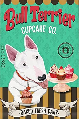 TNND Metallschild, Motiv: Bullterrier, Hund, Cupcake, 20,3 x 30,5 cm