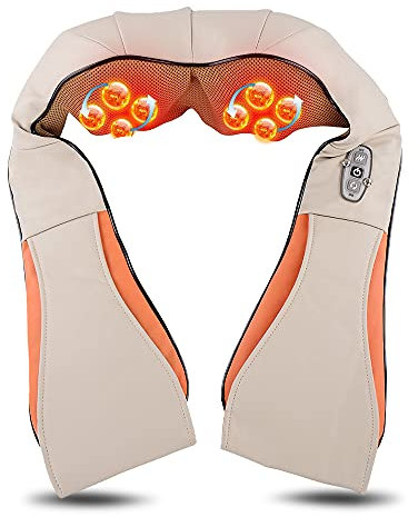 Lospitch Shiatsu Nackenmassagegerät mit Wärmefunktion, Nacken Massagegerät mit Wärme 3D-Rotation Massage für Nacken, Rücken, Schulter, Beine, Weihnachts Geschenk für Männer/Frauen/Mama/Papa