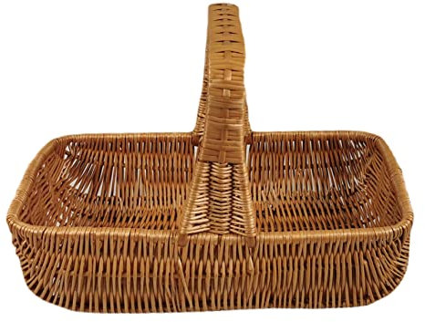 Tablett aus Weide mit Henkel holländisches Design Braun rechteckig 48x30x32 cm