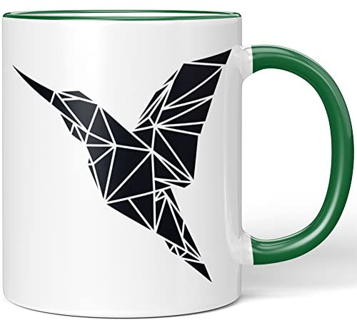 JUNIWORDS Tasse, Origami Kolibri Fläche, Wähle Farbe, Grün