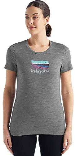 Icebreaker Merino Damen Tech Lite II, kurzärmelig T-Shirt, Metro Heather Trailhead, Groß