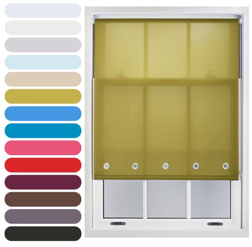 FURNISHED Daylight Roller Blind with Round Eyelets Trimmable, Green, 175W x 165L cm