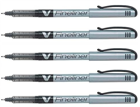 PILOT V-Fineliner SW-VPP Felt-Tip Pens Fine Tip Pack of 5 Blackaa