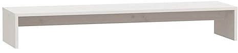 vidaXL Solid Pine Wood Monitor Stand, White – 100 x 27 x 15 cm, Sleek and Practical Riser with Storage Function, Easy Assembly
