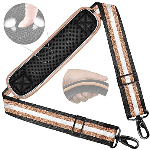 ZINZ 58 Bandoulière Universelle avec Rembourrage Fixe Ultra-épais et Double Boucles d'Équilibrage pour Sac de Voyage,Sac pour Ordinateur Portable, Sac à Bandoulière,Or Noir