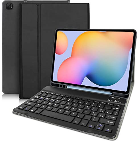 YUEJIDZ Custodia con Tastiera per Samsung Galaxy Tab S6 Lite 10.4 2024/2022/2020,Slim Cover con Rimovibile Magnetica Bluetooth Tastiera [Layout Italiano] per Samsung S6 Lite SM-P613/P619/P620/P625