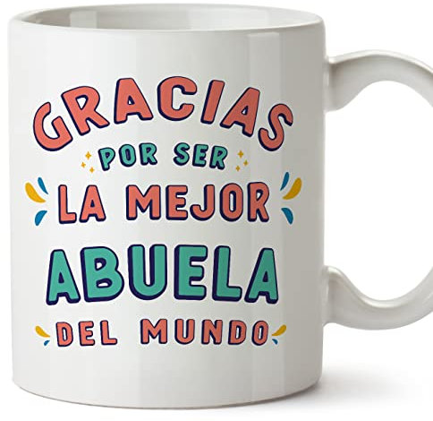 MUGFFINS Tazas para ABUELA - En Español - Gracias por ser el mejor - 11 oz / 330 ml - Regalo original y divertido