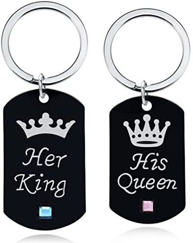 WEITING Pareja hombres y mujeres colgante collar llavero conjunto strass corona encanto regalo del día de san valentín joyería-YSK0292-set